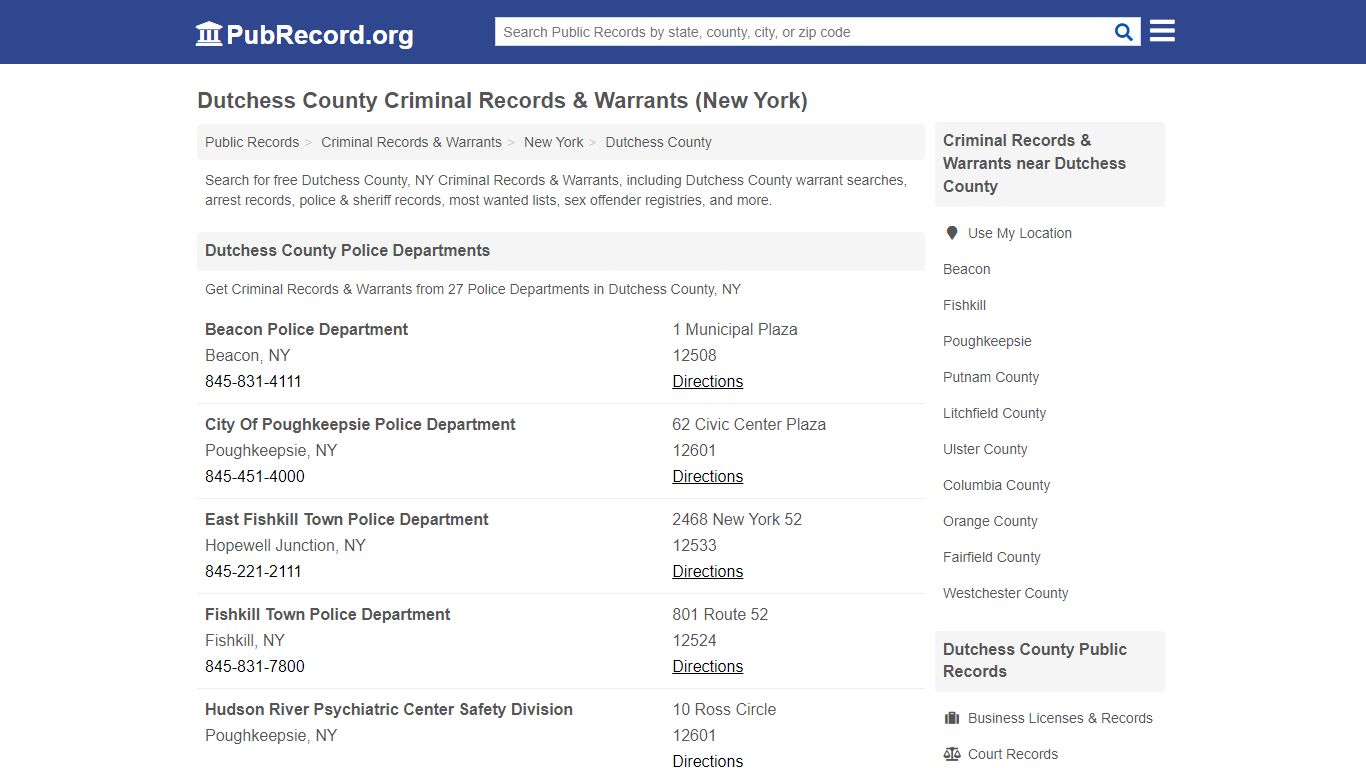 Dutchess County Criminal Records & Warrants (New York)